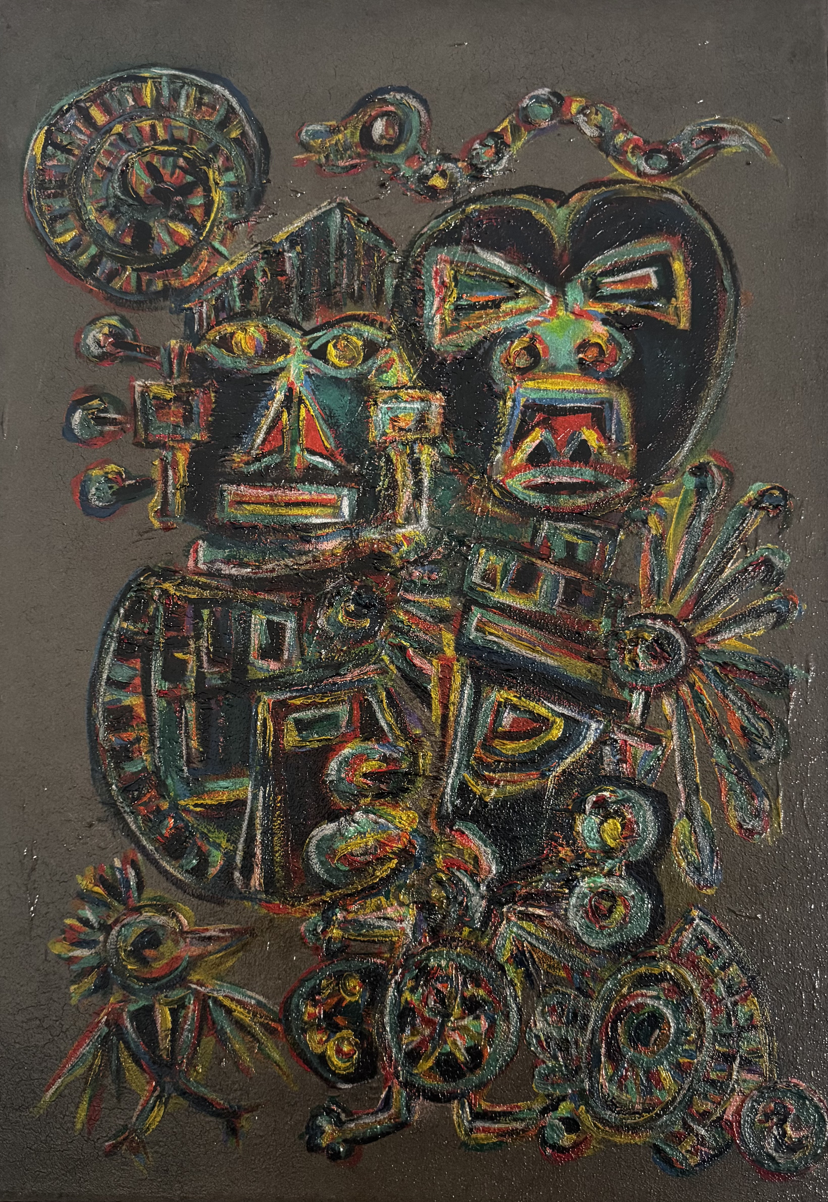 Aymara noir, peinture à l'huile sur toile, Philippe du Cheyron