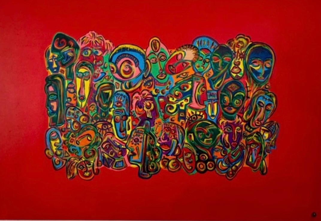 Compression têtes de femmes, peinture à l'huile sur toile, Philippe du Cheyron